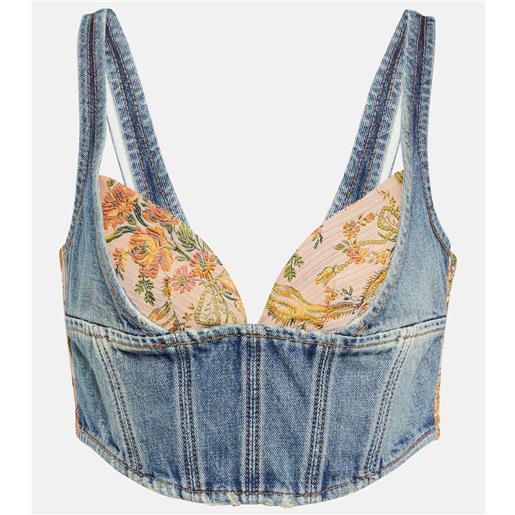 Alessandra Rich bustier in denim con stampa