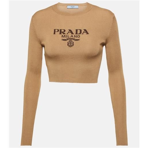 Prada top in seta con logo