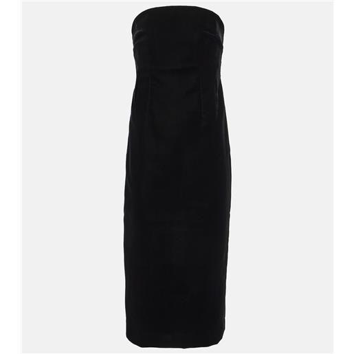 Wardrobe.NYC abito midi in velluto senza spalline