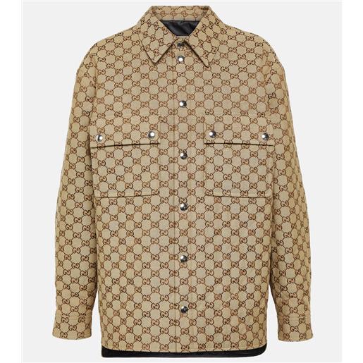 Gucci giacca camicia in canvas gg
