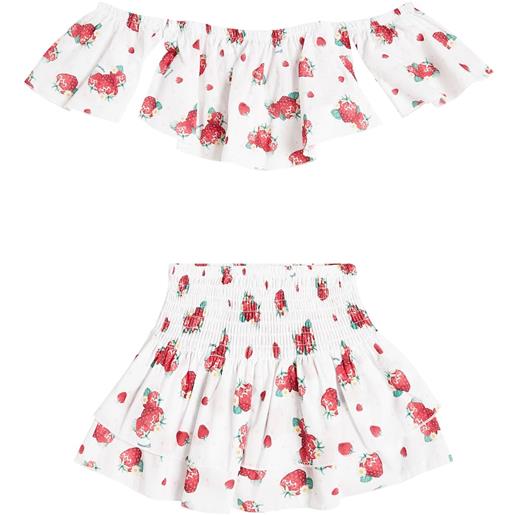 Monnalisa top cropped e gonna in cotone