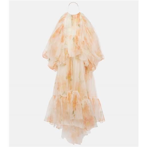 Zimmermann abito midi natura in organza di seta