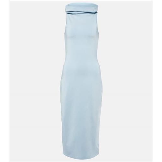 Alaia alaã¯a abito midi in jersey con cappuccio