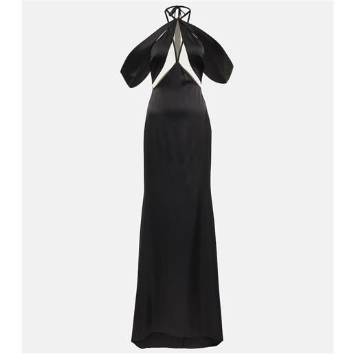 David Koma abito lungo in tulle con scollo bardot