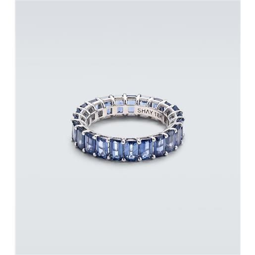 Shay Jewelry anello eternity in oro bianco 18kt con zaffiri