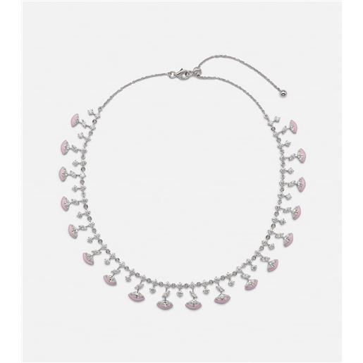 Kamyen girocollo the eye in oro bianco 18kt con smalto e diamanti