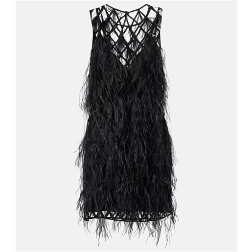 The Attico abito corto con piume