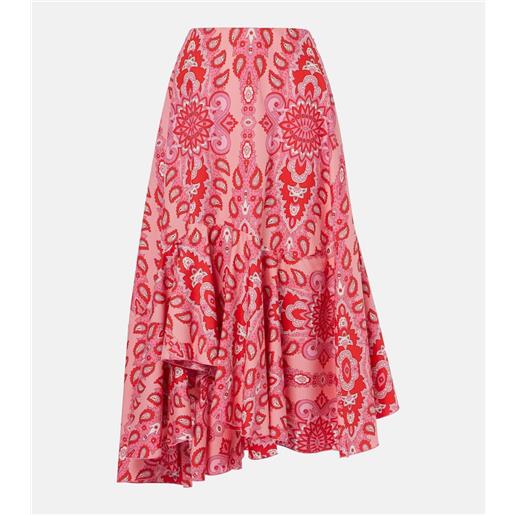 Etro gonna midi asimmetrica in cotone con stampa paisley