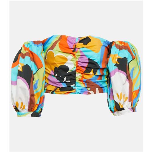 Etro top cropped con scollo bardot