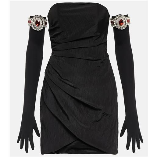 David Koma miniabito moirã© e guanti con decorazioni