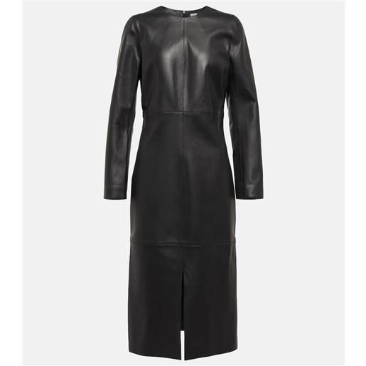 Toteme abito midi in pelle con pannelli