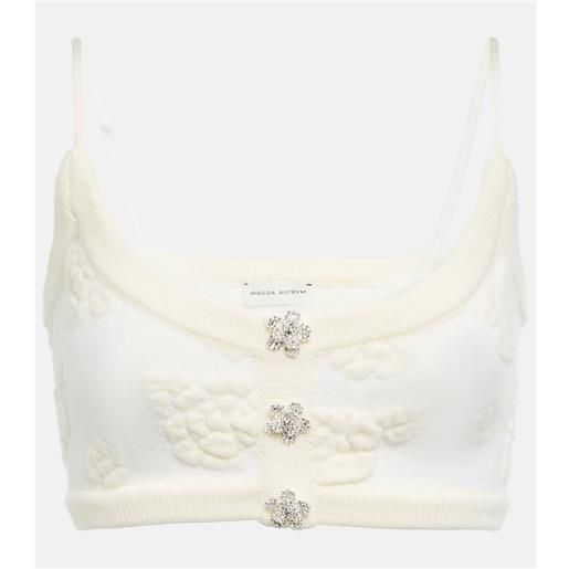 Magda Butrym top cropped in misto lana con ricami
