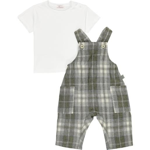 Il Gufo baby - salopette in lino e t-shirt in cotone