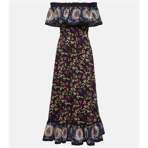 Etro abito lungo in misto cotone con stampa