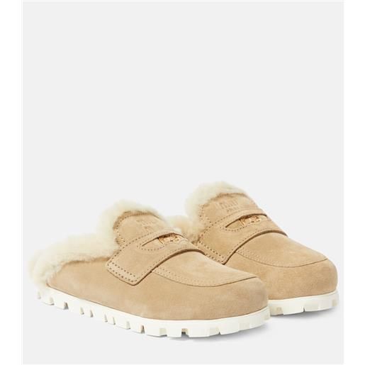 Miu Miu slippers in suede e shearling