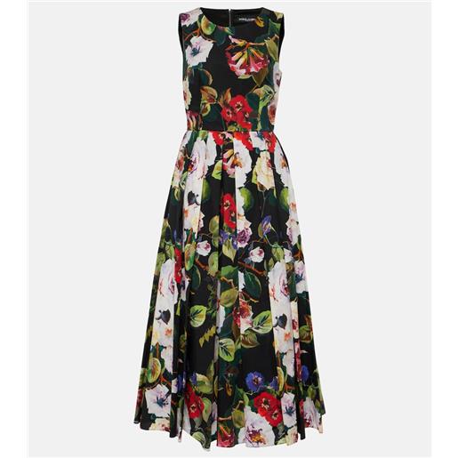 Dolce&Gabbana abito midi in cotone con stampa floreale