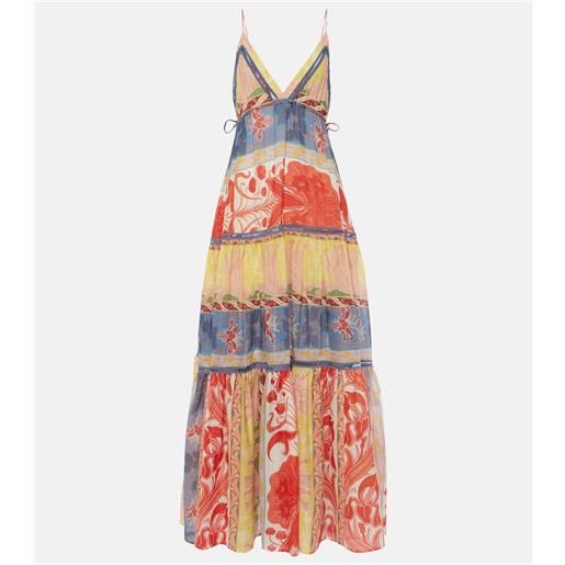 Etro abito lungo in cotone e seta con stampa