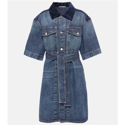 Stella McCartney abito corto in denim con velluto