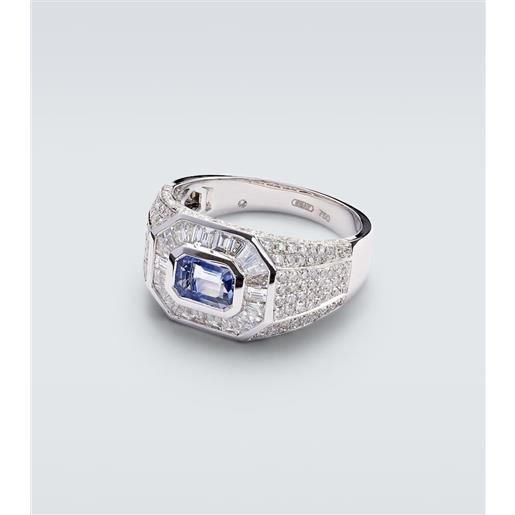 Shay Jewelry anello in oro bianco 18kt con zaffiro e diamanti