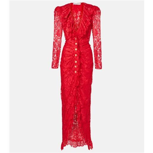 Alessandra Rich abito lungo in pizzo con volant
