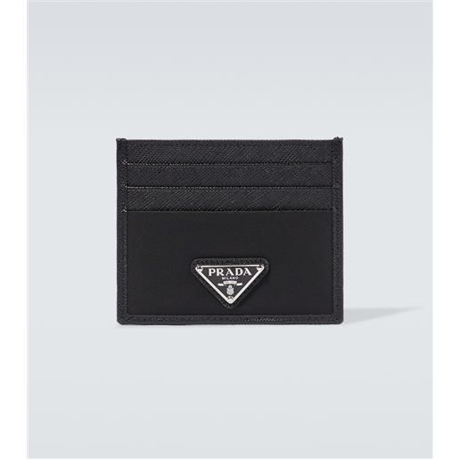 Prada portacarte in re-nylon e pelle saffiano