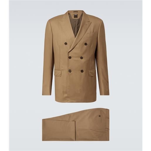 Zegna abito doppiopetto in twill di lana
