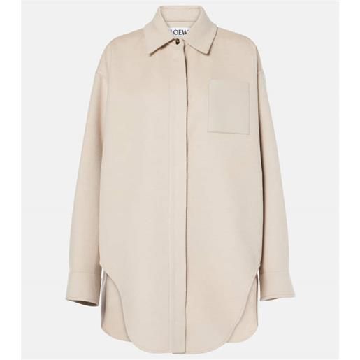 Loewe camicia in lana e cashmere con pelle