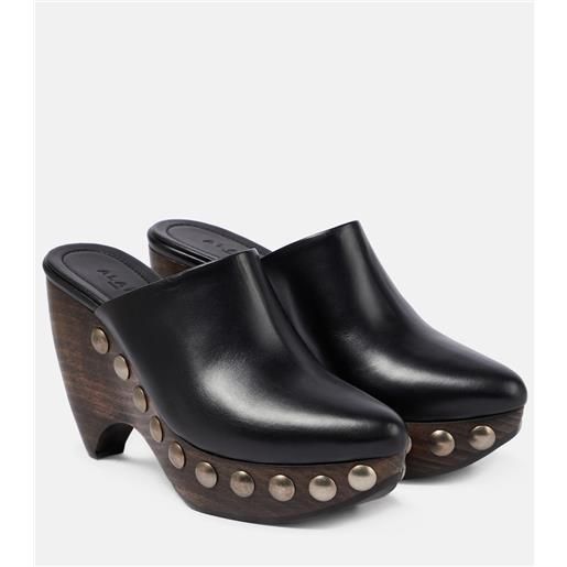 Alaia alaã¯a mules le sabot in pelle e legno