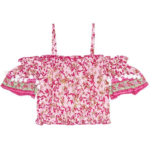 Poupette St Barth Kids top donna con scollo bardot e stampa