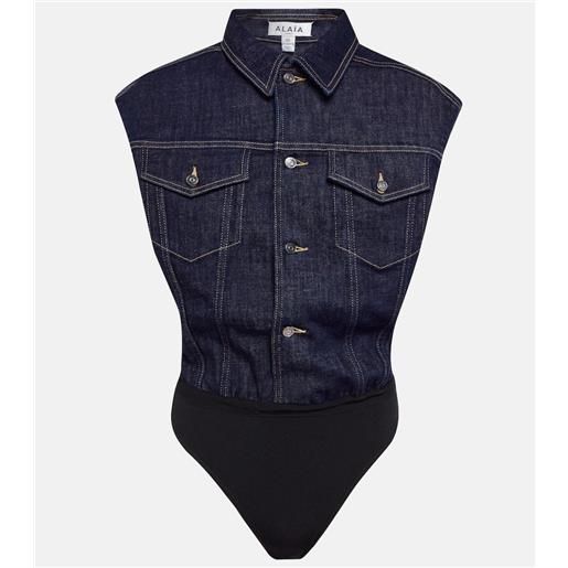 Alaia alaã¯a body di jeans in misto cotone