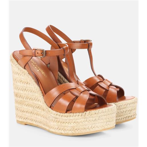 Saint Laurent espadrillas tribute 130 in pelle con zeppa