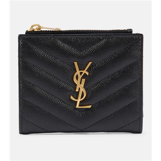 Saint Laurent portafoglio monogram in pelle con zip
