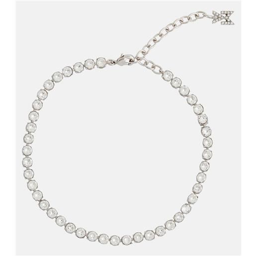 Amina Muaddi cavigliera tennis in argento con cristalli