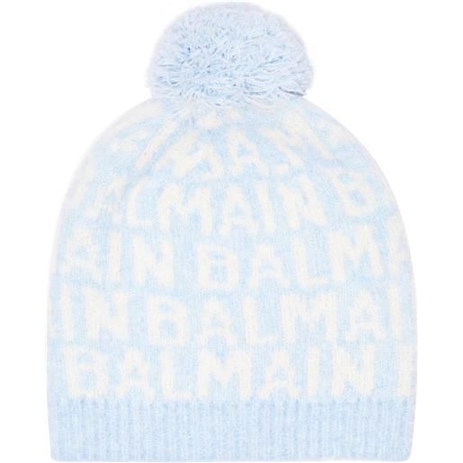 Balmain Kids berretto in misto lana con logo e pompon