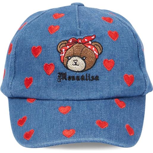 Monnalisa cappello da baseball in denim con ricamo