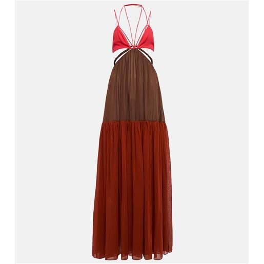 Nensi Dojaka abito lungo in cotone con cut-out