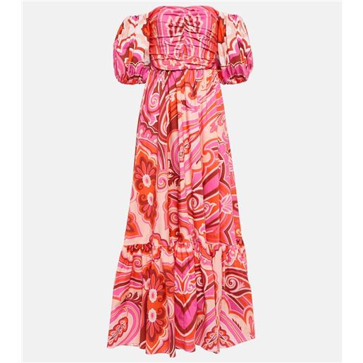 Etro abito midi in misto cotone con stampa paisley