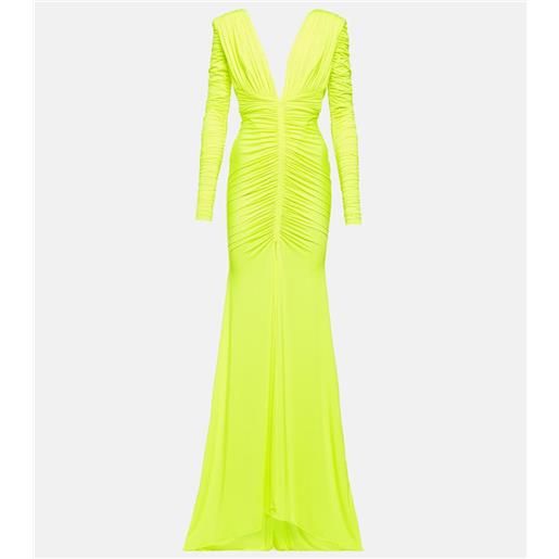 Alex Perry abito lungo in raso con ruches