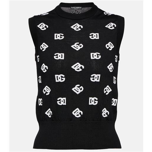 Dolce&Gabbana top in lana e seta con logo