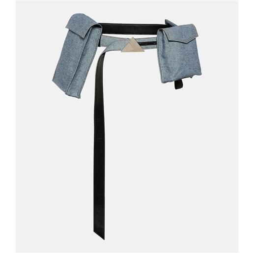 The Attico cintura in denim e pelle con tasche