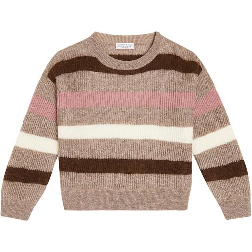 Brunello Cucinelli Kids pullover in misto mohair a righe