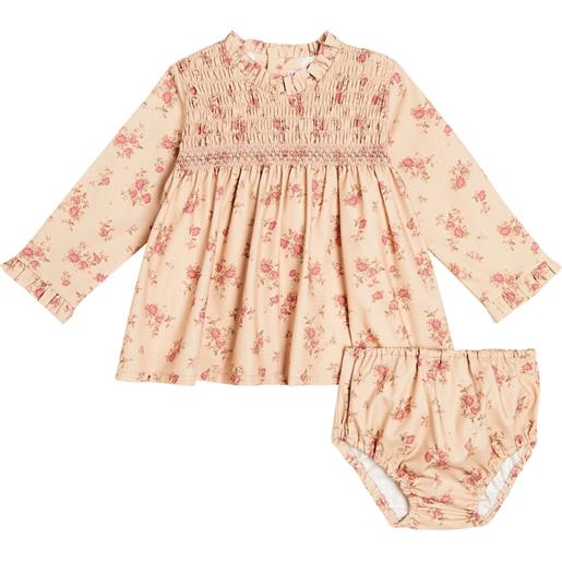 La Coqueta baby - abito e culottes ivina in cotone con stampa