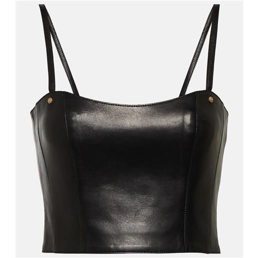 Balmain top cropped in pelle