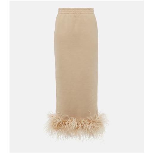 Prada gonna midi in cotone con piume