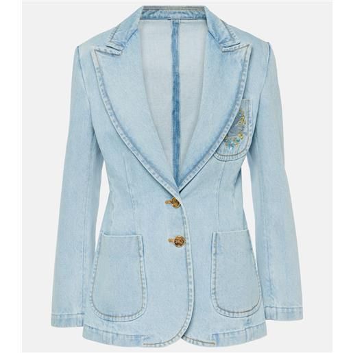 Etro blazer in denim con ricamo