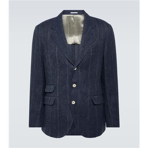 Brunello Cucinelli blazer in lino, seta e lana a righe