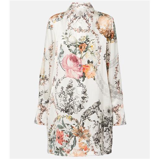 Camilla abito chemisier in raso di seta con stampa
