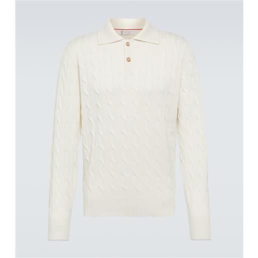 Brunello Cucinelli polo in cashmere a trecce