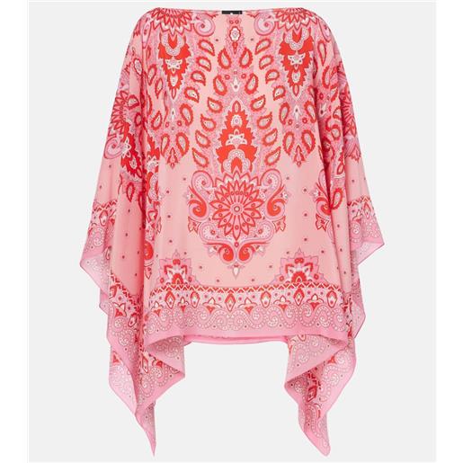 Etro poncho in seta con stampa