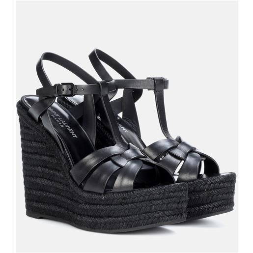 Saint Laurent espadrillas tribute 130 in pelle con zeppa